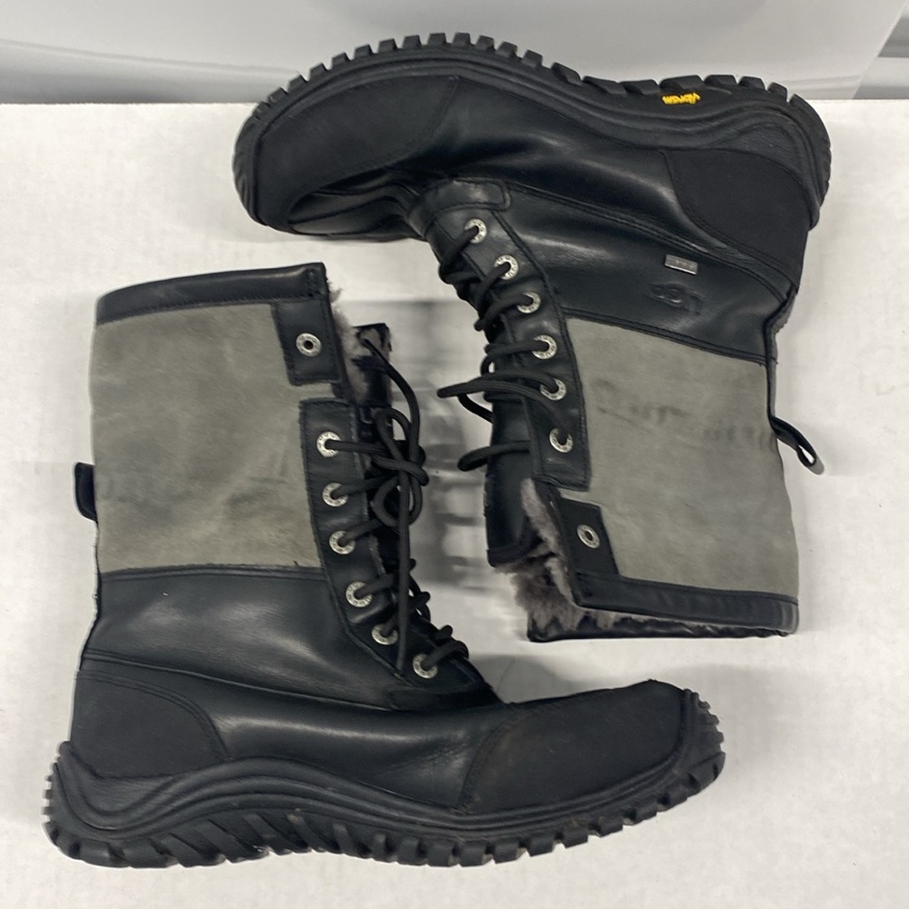 UGG Men Black/Gray Fur Vibram Leather Waterproof Snow Gore-Tex Boots Size 10 EUC - Picture 4 of 14